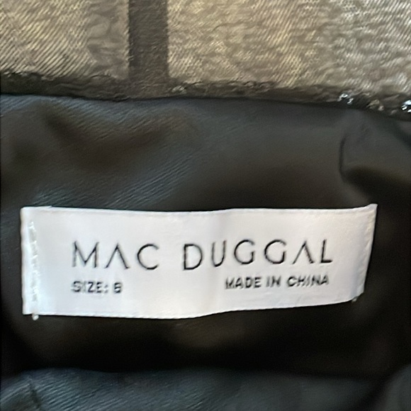 NWT Mac Duggal One Shoulder Sheer Bustier Side Drape Sequin Dress Mini Black 8 - Picture 11 of 16